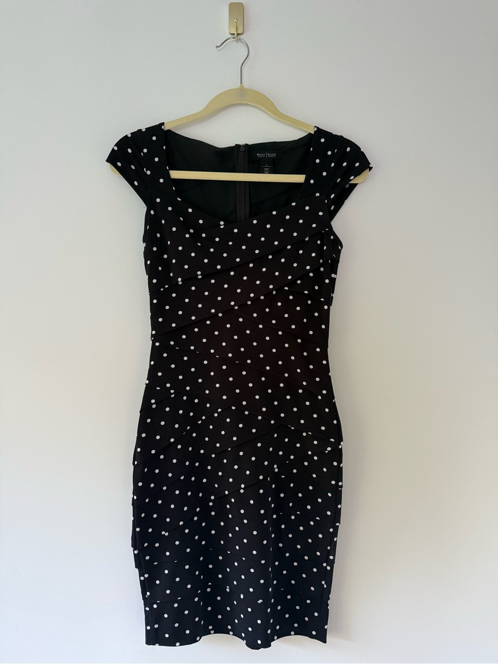 Black Polka Dot Cap-Sleeve Dress